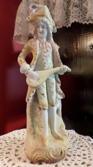 Vintage Porcelain Bisque Pair Man & Woman Figurine L&M Inc Lipper & Mann 8 1/2 