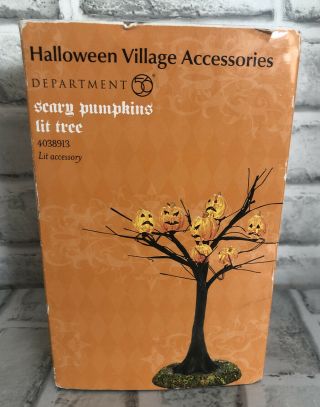 Dept 56 Halloween Village Accessories Scary Pumpkins Lit Tree 4038913