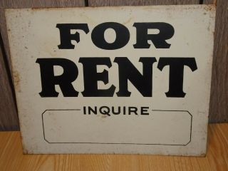 Vintage Antique " Inquire " Metal Sign 10 " X 8 " Has Some Marks/rust
