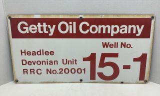 Vintage Getty Porcelain Oil Lease Sign