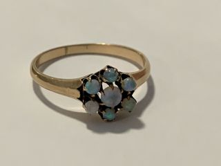 Antique / Vintage Starburst Opal Cluster Ring Signed 2g
