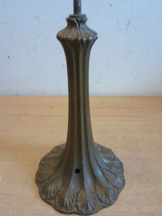 Antique Art Nouveau Bronze Finish Stained Slag Glass Table Lamp Base Shaft