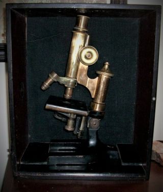 Antique 1907 E.  Leitz Wetzlar Brass Microscope No.  94801
