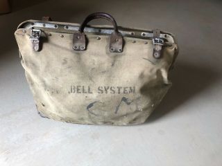 Vintage Bell Electrical Lineman Service Bag,  W/ Boot Spikes,  Tools,  Klein