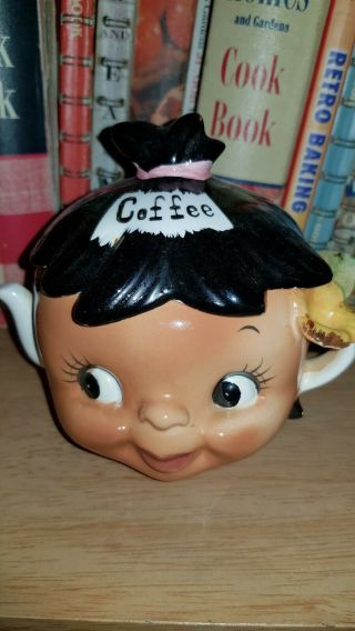 Anthropomorphic Lefton Esd Coffee Island Girl Jar - Vintage Kitsch Kitschy