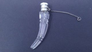 Cut Glass Perfume / Scent Bottle With Sterling Top - Missing Stopper