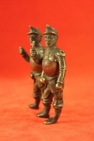 Antique French Or Austrian Soldiers - Vienna Bronze - Nutmeg Body - Great Detail