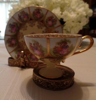 Nc West Germany Love Story Hand - Painted Demitasse Tea Cup/saucer Bee Hive Mark