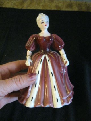 Vintage Porcelain Victorian Woman Figurine 6 " A2628/wine