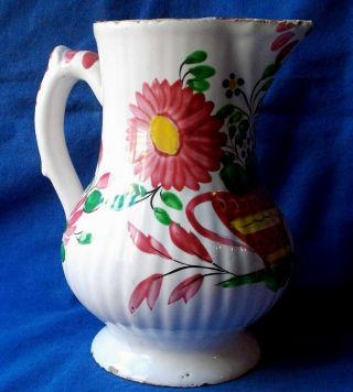 18th Century French Faience Islettes Polychromed & Decorated Pitcher Circa 1790