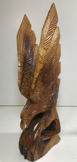 Vintage Hand Carved Wood Wooden Eagle Bird Folk Art Figure Figurine Statue 21.  5 "
