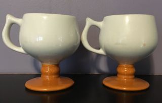 Vintage Caribe Pedestal Mugs Set Of 2 Restaurant Ware Orange White Puerto Rico