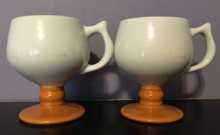 Vintage Caribe Pedestal Mugs Set of 2 Restaurant Ware Orange White Puerto Rico 2