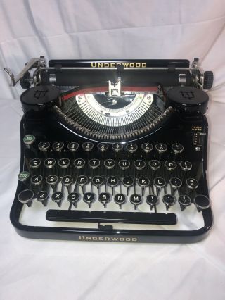 Vintage Underwood Universal Typewriter,  1930’s W/ Case And Green Keys,