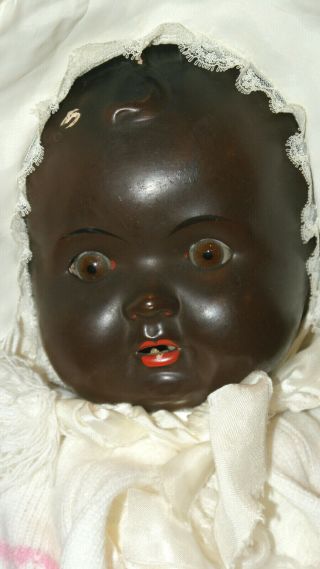 Vintage Ceramic Black Baby Doll Jointed Glass Eyes Marked 264K7 23 Inches Rare 2