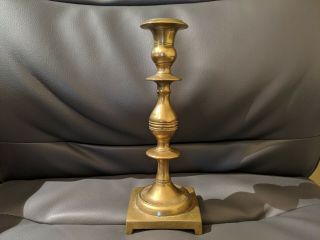 Dated 1882 Antique Victorian English Solid Brass Candlestick Candle Holder Heavy