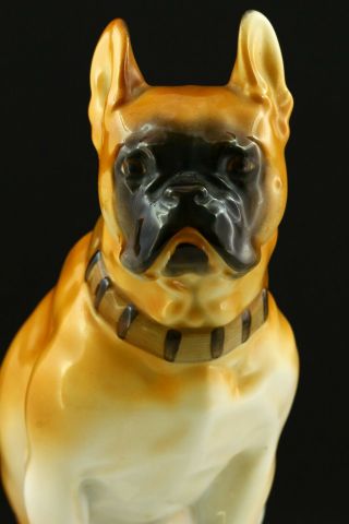 Vintage Porcelain Figurine Dog Boxer Lfz Lomonosov Porcelain Ussr