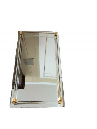Vtg Mid Century Murano Venini Style Art Glass Brass Vanity Mirror Tray
