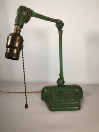 Vintage Industrial Green Cast Iron Desk Work Task Articulating Light