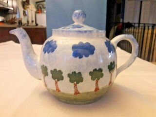 Price Kensington Countryside Trees & Clouds Spongeware 2 Pint Teapot Collectable