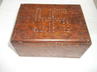 Rare Vtg Good Luck Swastika Wooden Box Handmade Keepsake Wood Tramp Art