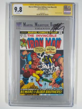 Ss Jim Starlin Cgc 9.  8 Marvel Milestone Edition Iron Man 55 Reprint First Thanos