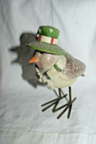 Estate Christmas Bird With Green Hat And Matching Red Bird Set Of (2)