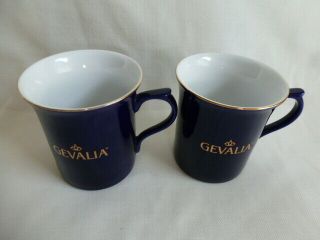 Set Of 2 Gevalia Cobalt Blue Gold Trim Coffee /tea Cup/ Mug 567