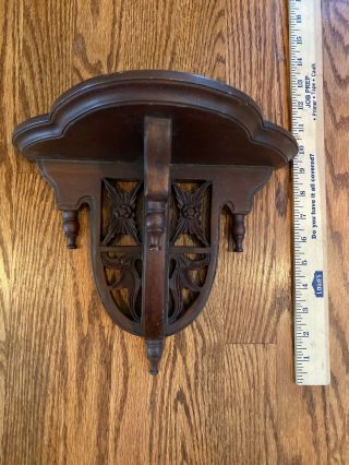 Vintage Fretwork Mahogany Solid Wood Wall Sconce Plate Holder