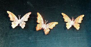 Home Interior Vintage Brass Butterflies - Set Of 3
