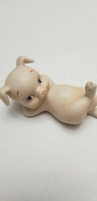 Lefton Pig Figurine Vintage Porcelain Piglet Foot Up