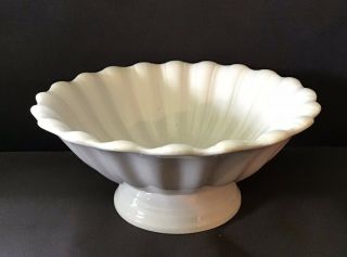 T&r Boote Antique White Ironstone Fluted Round Footed Compote Bowl
