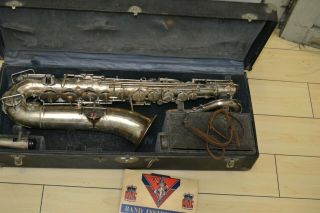 Vintage Carl Fischer Silver Tone Low Pitch C Melody Saxophone Sax S/n 130369