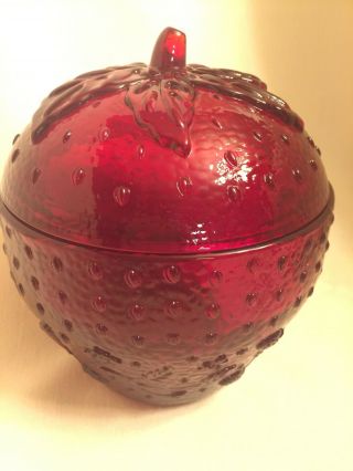 Longaberger Red Glass Strawberry Jam Jar Collectors Club 2005