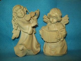 vintage Wood Hand Carved MUSICAL ANGEL SET OF 4 Holz Schnitzerei Edgar Schwer 2