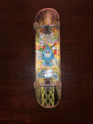 Vintage World Industries Skateboard Deck With Trucks Wet Willy Church Peace Sign