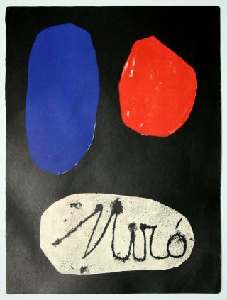 Vintage Joan Miro Signed Double Lithograph Behind the Mirror Cover 1953 3