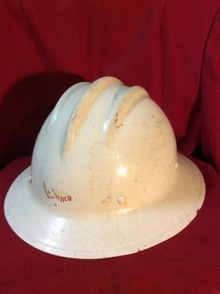 Vintage Ed Bullard Fiberglass Hard Boiled Full Brim Hard Hat White