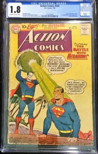 Action Comics 254 - Cgc - 1.  8 - Superman & Bizarro Meet.  1st Adult Bizarro