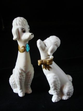Vintage Poodle Dogs Ceramic Whimsical Figurines,  Napco,  Japan