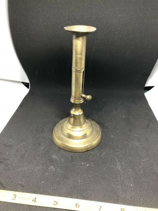 Vintage Brass Adjustable Push Up Chamber Candle Stick Holder 7.  5” Tall - H
