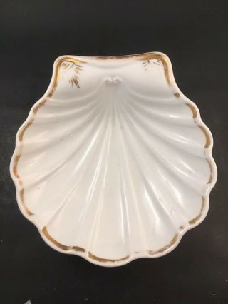 Antique 19th Century Old Paris French Porcelain Sea Shell Scallop Shaped Dish