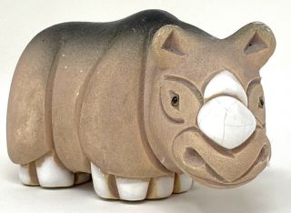 3 - 1/2” Ceramic Rhinosaurous Figurine - Artesania Rinconada,  Uruguay