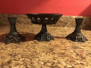 Vintage Cast Iron Gothic Victorian Candlestick/candle Holders Set Of 3