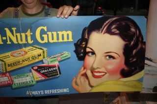 Large Vintage 1930 ' s Beech - Nut Chewing Gum Candy Gas Oil 48 