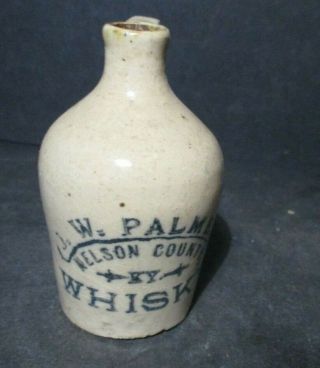 Antique Stoneware Mini Jug J.  W.  Palmer Nelson County Whiskey E194 Pl