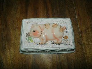 Vtg Ornate Ceramic Pig Wall Hanging Kitchen Mold Hand Painted Farmhouse Decor