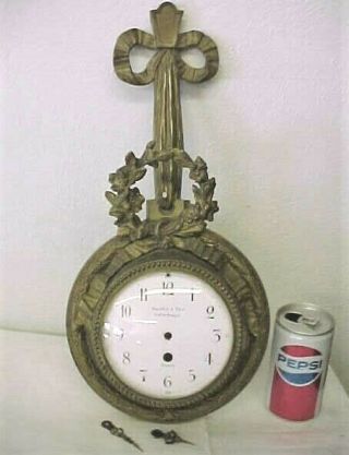Antique Bagues & Fils - Paris - Brass French Wall Clock Case W/ Hands