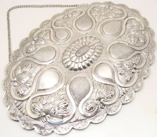 Vintage Ornate Repousse Sterling Silver Wall Mirror By Tavas Turkey 12”x8.  5”