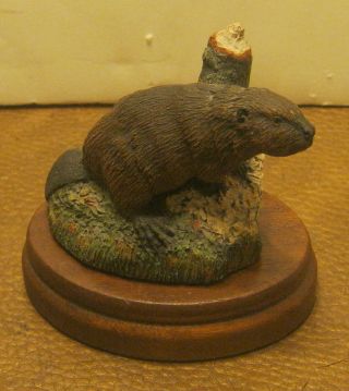1977 The Bronze Menagerie Beaver By Herman L.  Deaton With Wooden Base